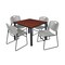 Kee/Zeng Square Cherry Table/4 Gray Chairs, Square, 42", 42" W, 29" H, Cherry TB4242CHBPBK44GY - alternate 1